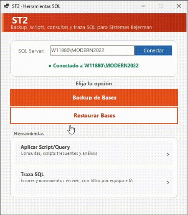 ST2 Backup, Restore y Monitor SQL